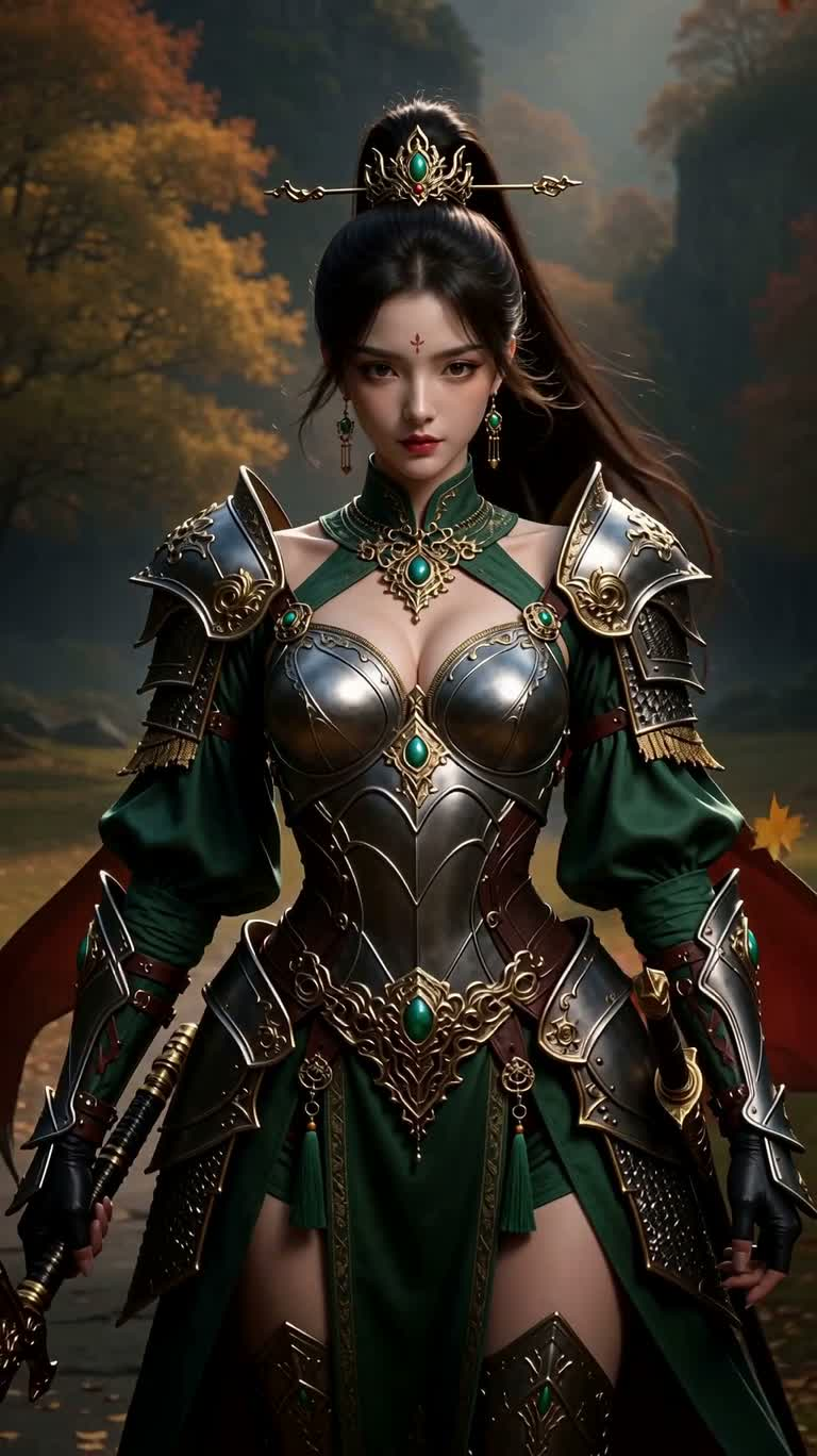 늦가을 녹색 갑옷 전사의 초상