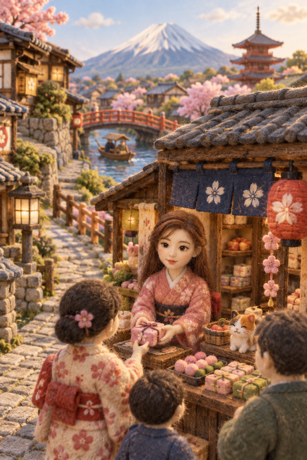 羊毛毡微缩国家风情立体模型 — AI image creation