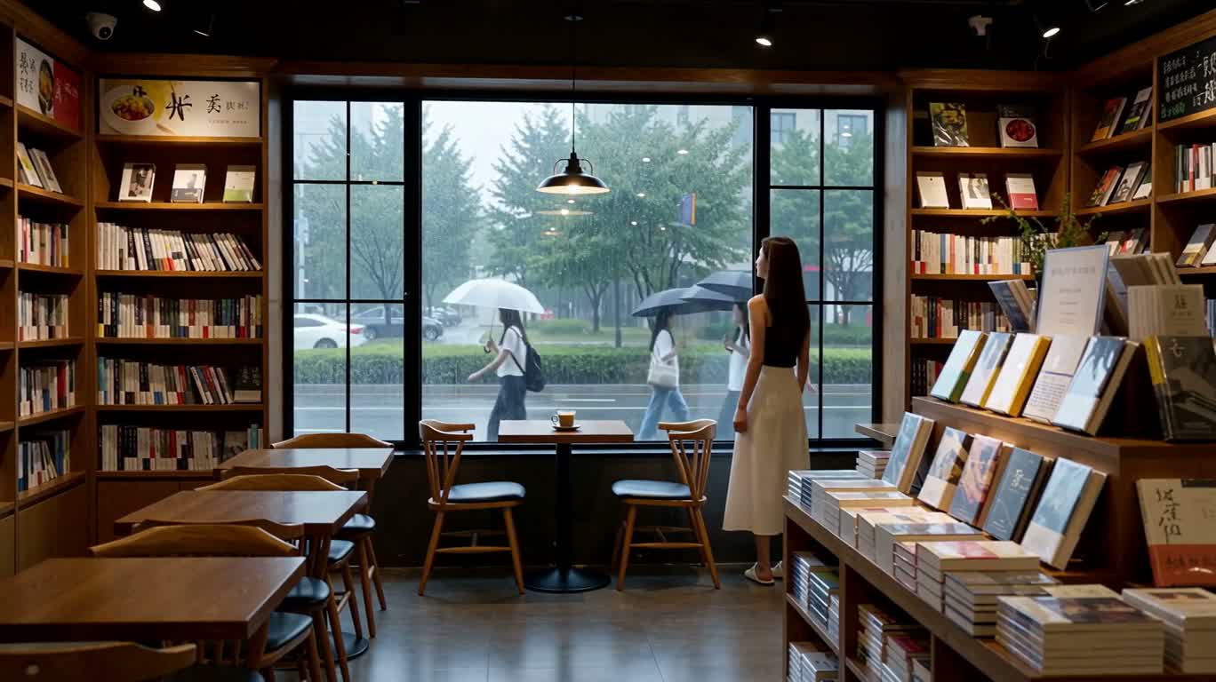雨日书店的一杯咖啡 — AI video creation