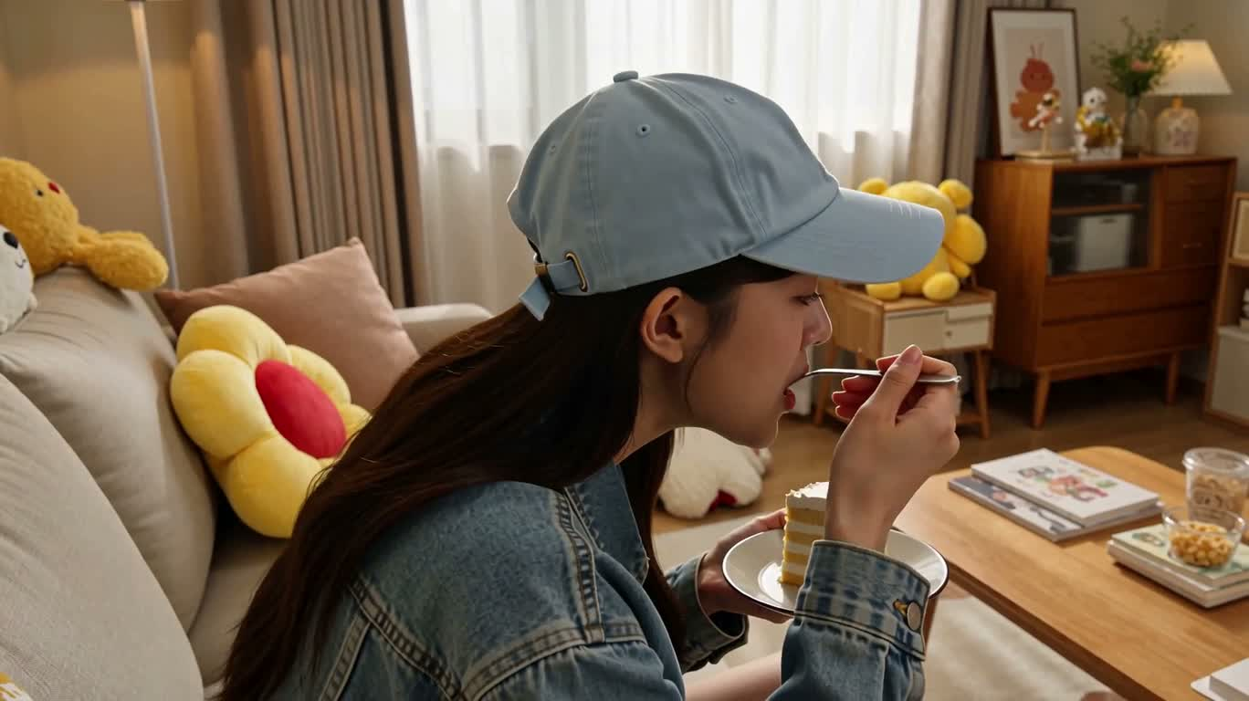 沙发上的俏皮猫尾恶作剧