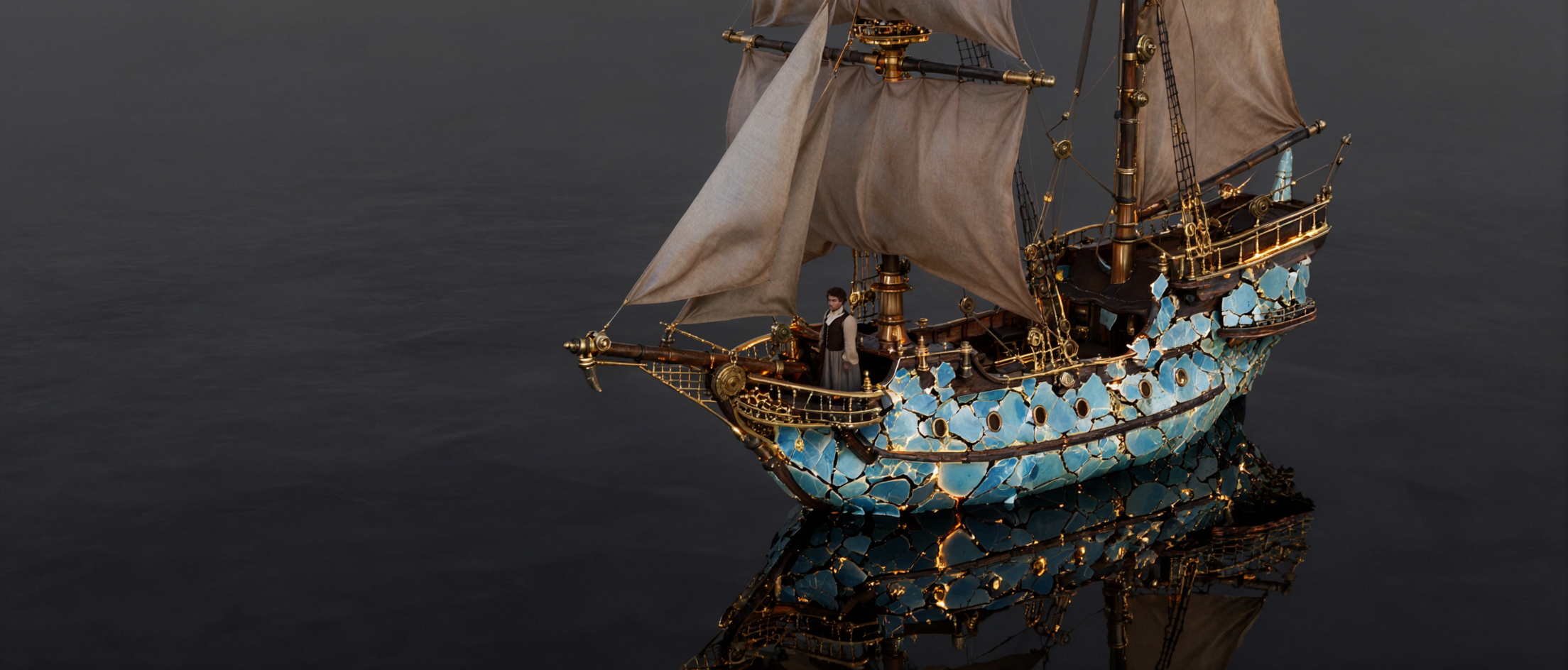Navire à voiles en porcelaine · Steampunk — AI image creation
