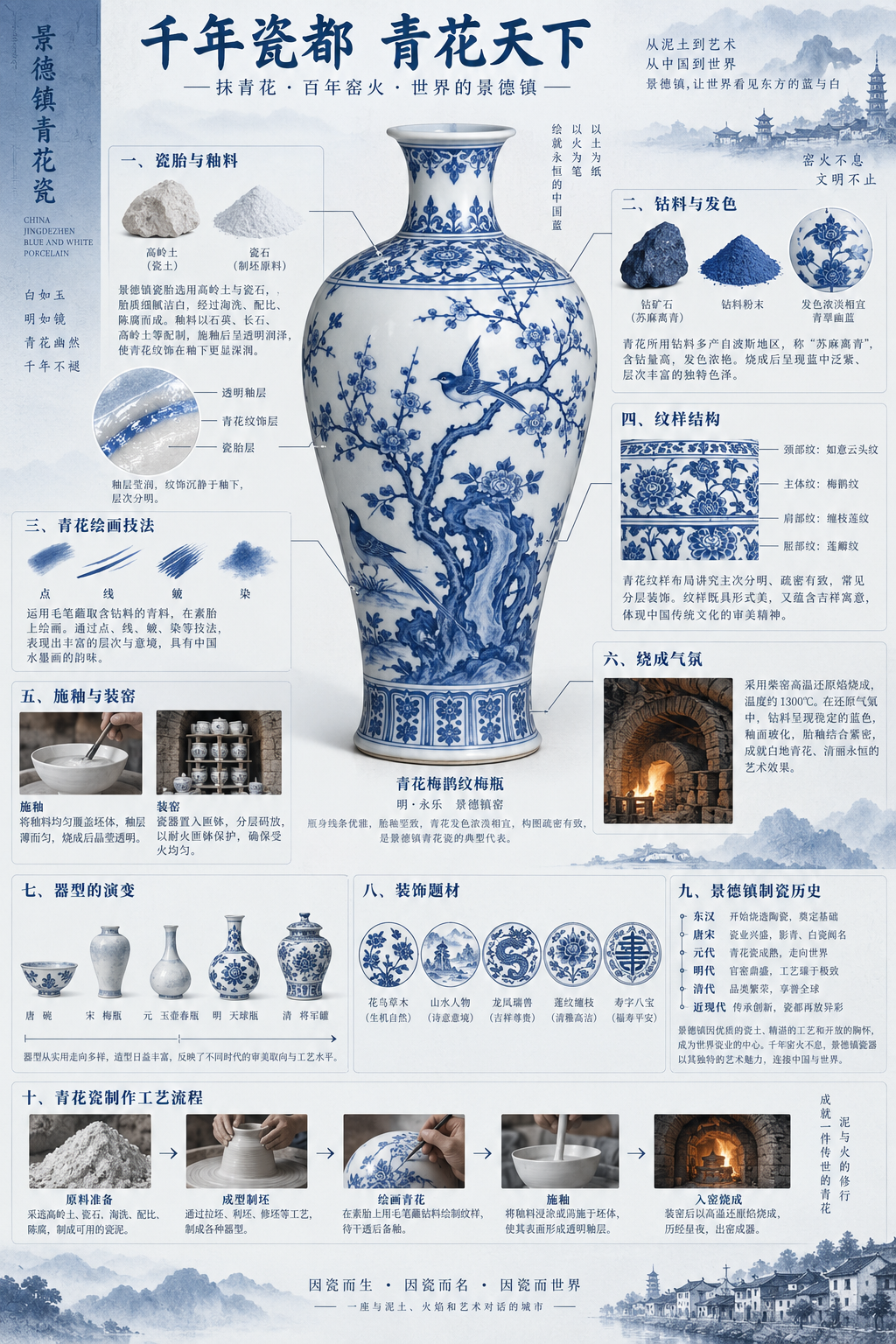 景德镇青花瓷全景解说图谱 — AI image creation