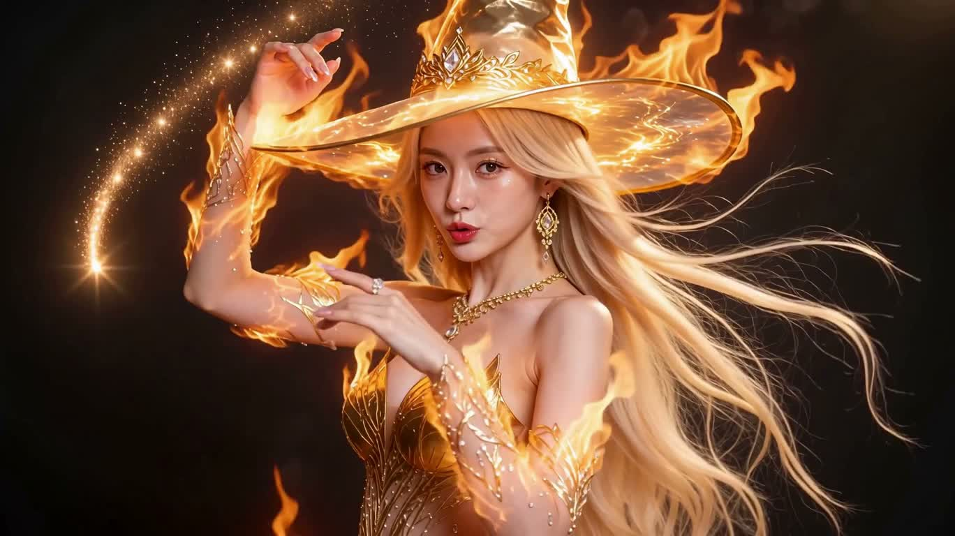 Golden Flame Diamond Dust Witch — AI video creation