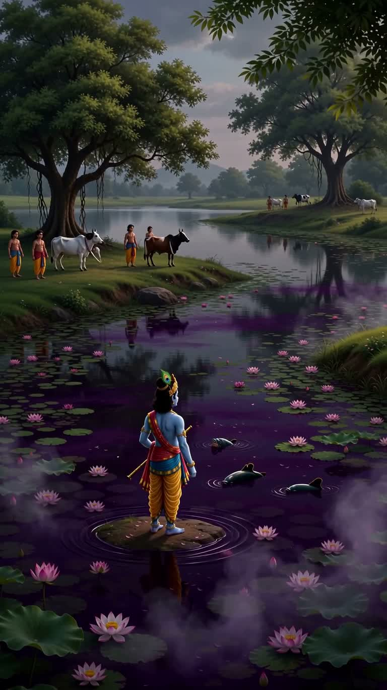 黑水 Yamuna 河畔的 Krishna — AI video creation