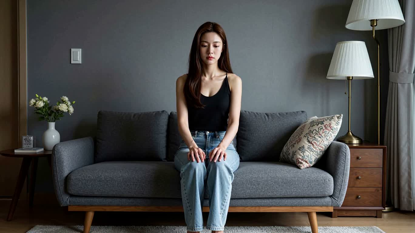 Tired Moment on the Sofa