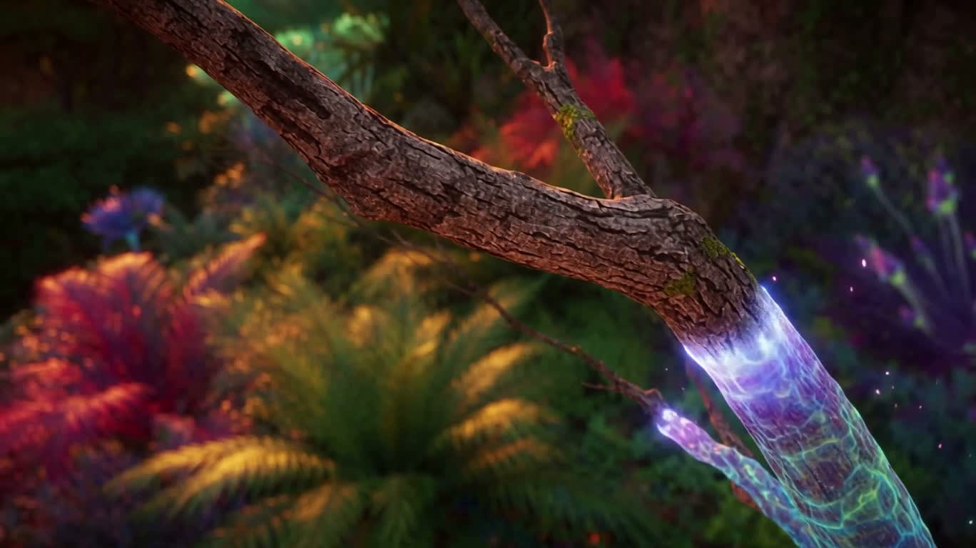 异星森林的生物荧光蘑菇 — AI video creation