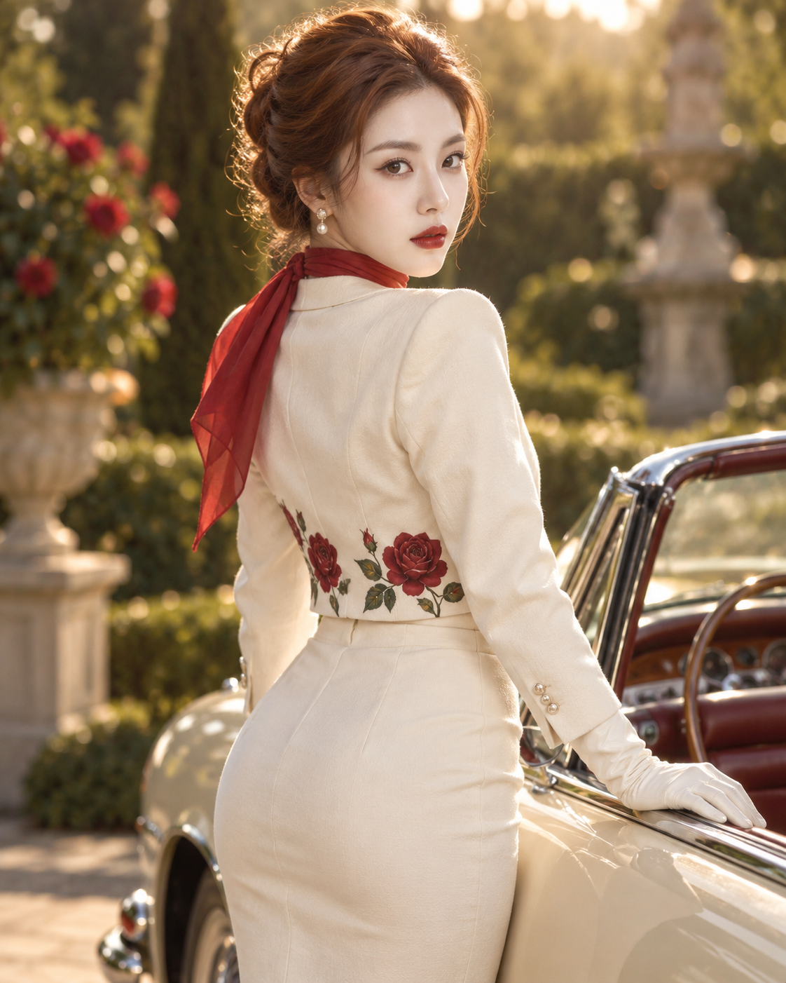 复古五十年代优雅女性回眸 — AI image creation