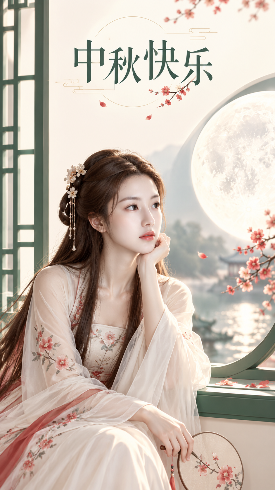 동양 미니멀 추석 보름달 표지 — AI image creation