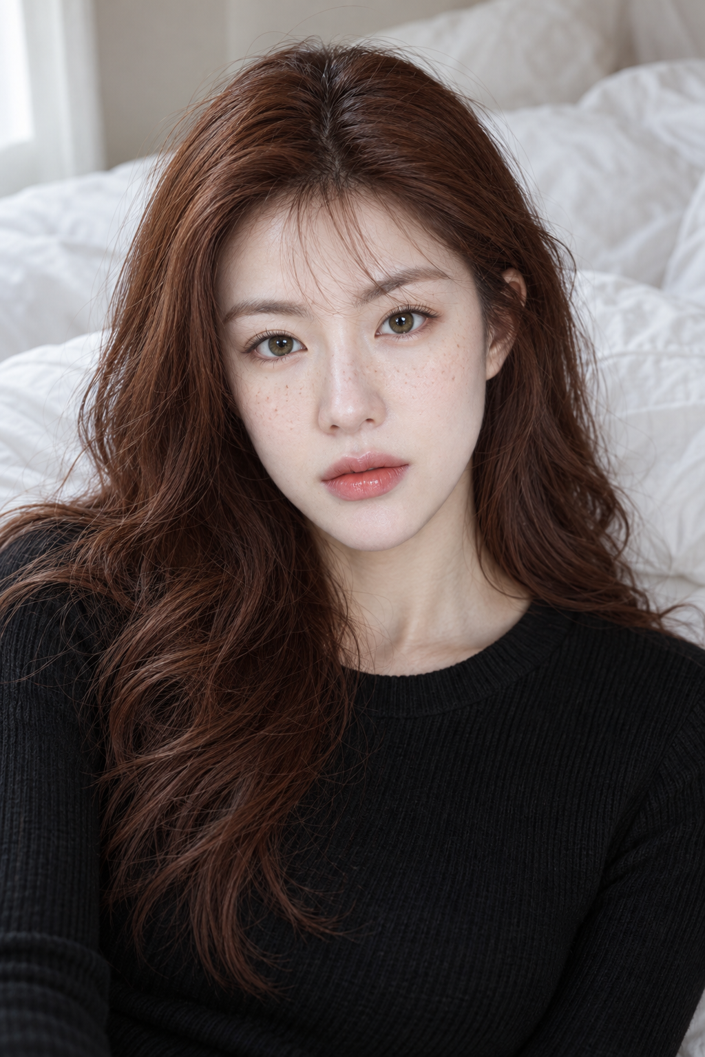 晨间柔光中的成年女性自然肖像 — AI image creation