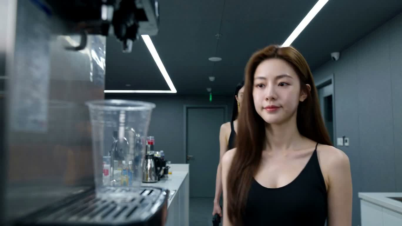 饮料机前的冷幽默对峙 — AI video creation