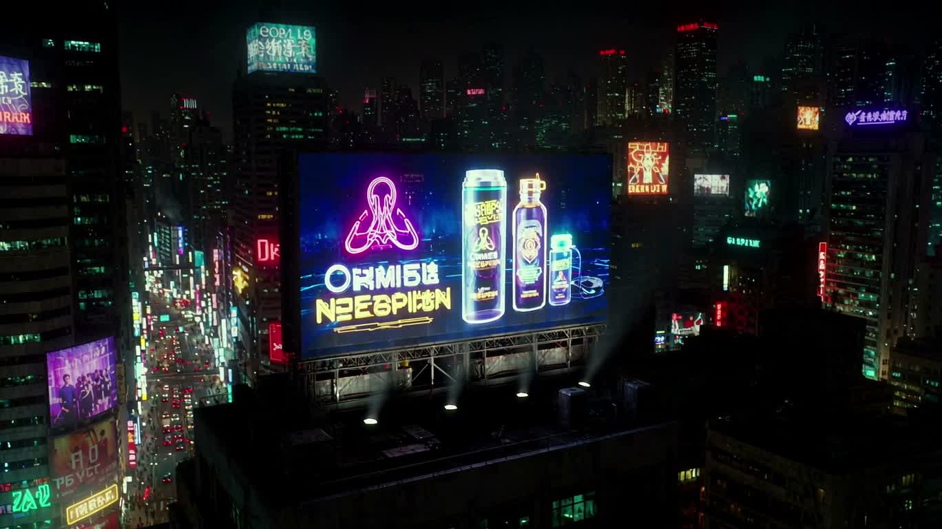 Neon Glitch Billboard — AI video creation