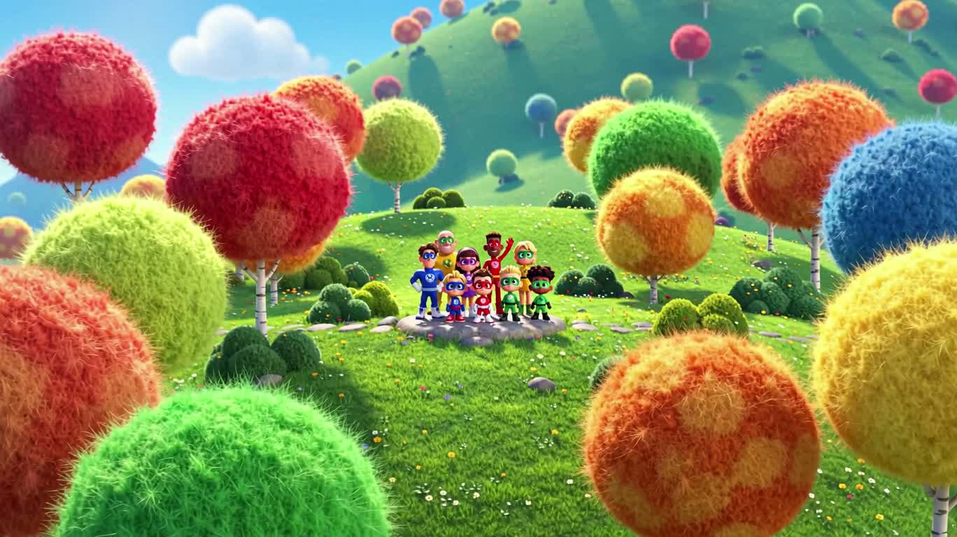 カラフルなちびスーパーヒーロー大集合 — AI video creation