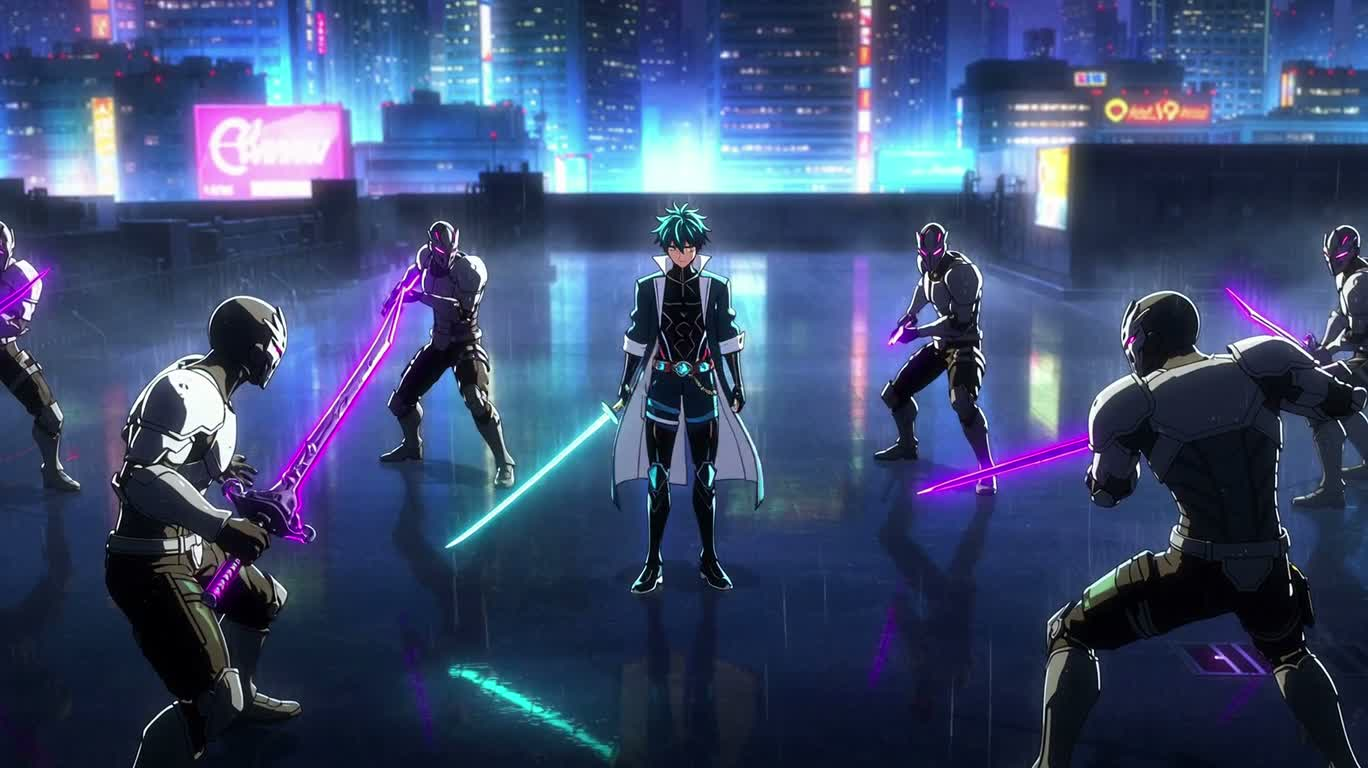 霓虹雨夜：青刃破围 — AI video creation