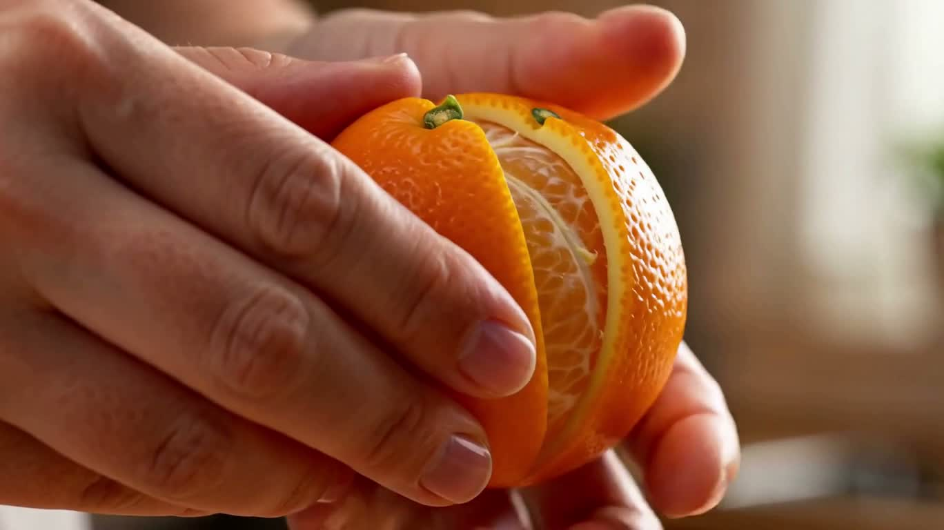 鲜榨橙汁 ASMR 制作过程 — AI video creation