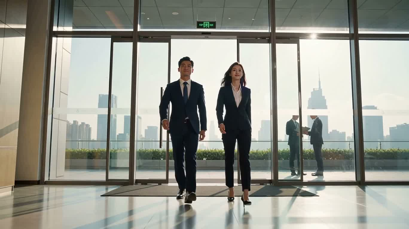 高端企业大厅迎宾镜头 — AI video creation