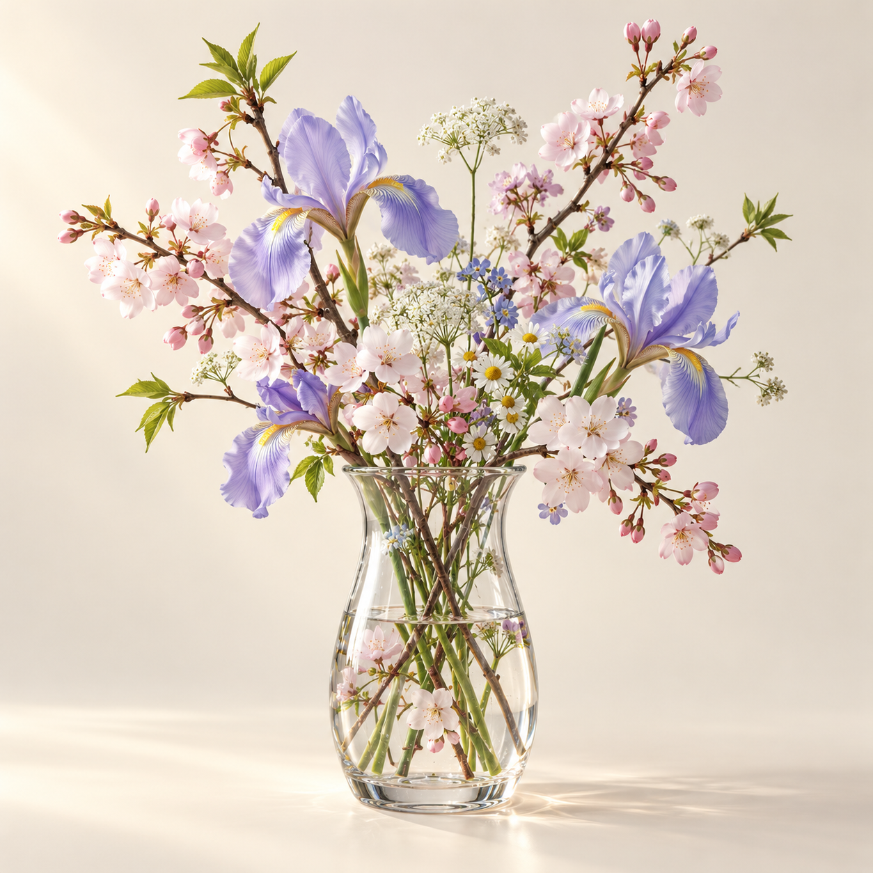 Spring Flowers in a Transparent Vase