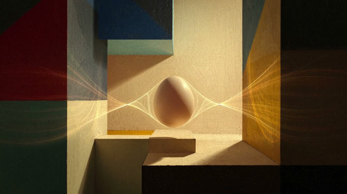 量子光迹中的抽象蛋体 — AI video creation