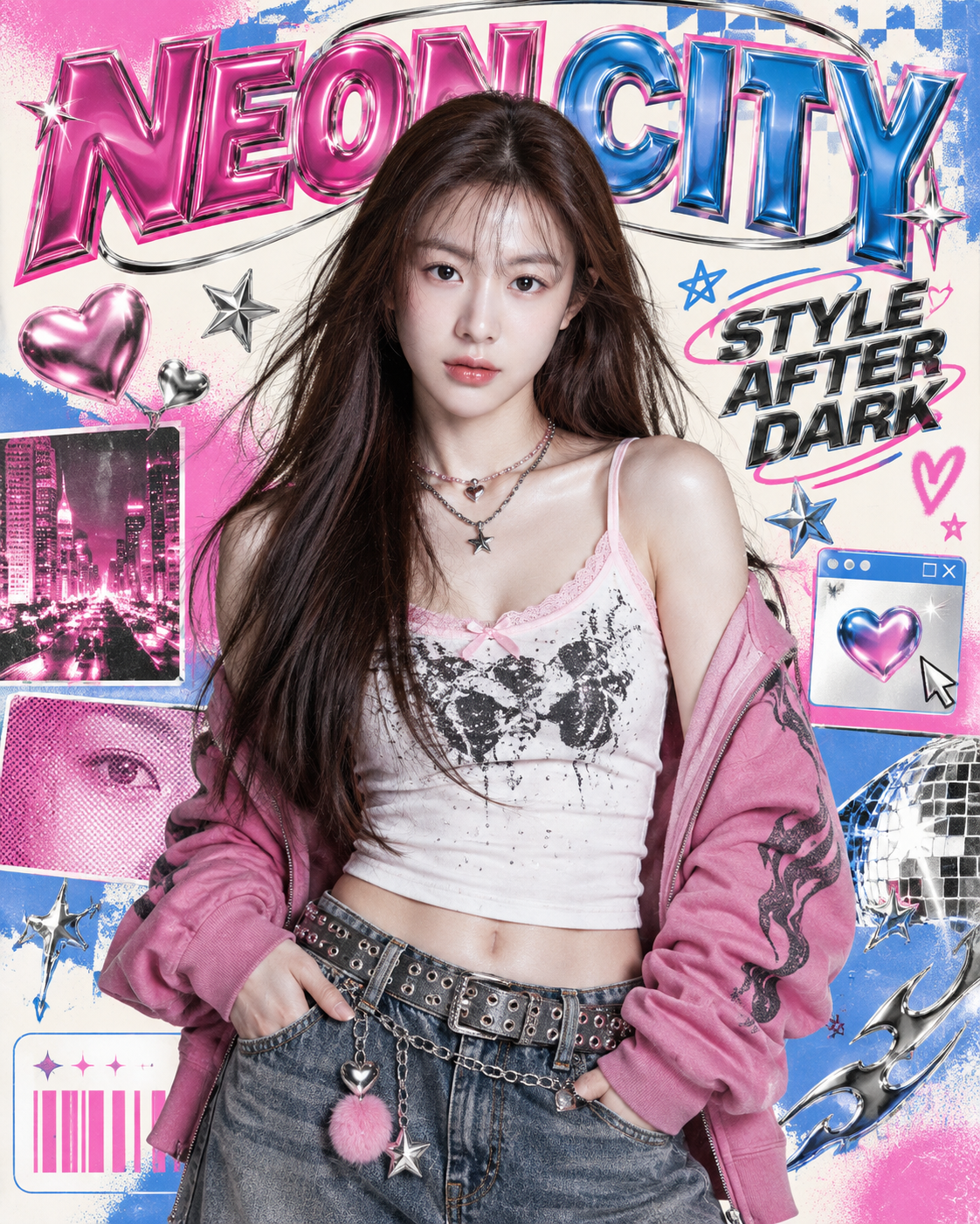 Y2K成年女性复古时尚杂志封面 — AI image creation