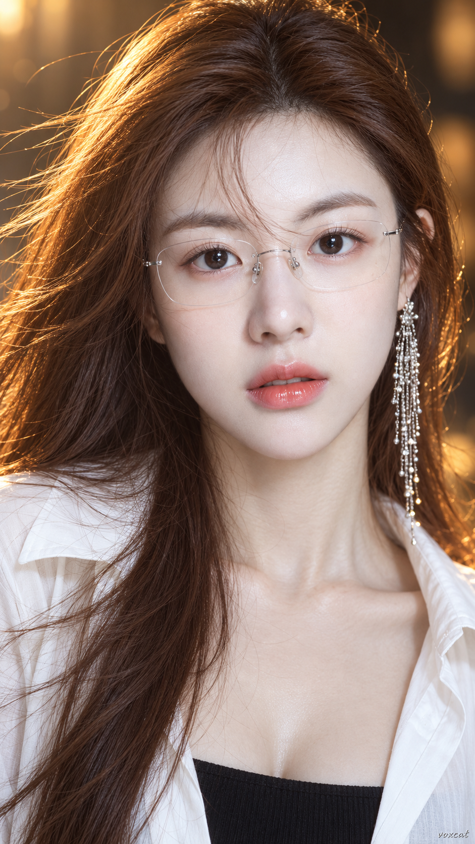 东方现代知性成年女性面部大特写 — AI image creation