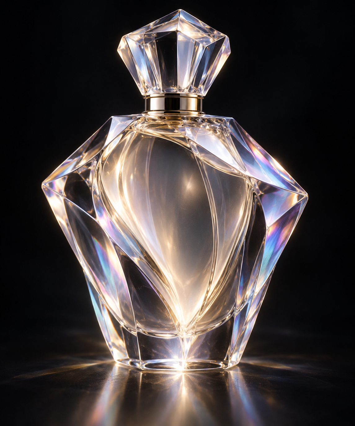 暗背景半透明虹彩晶体主体 — AI image creation