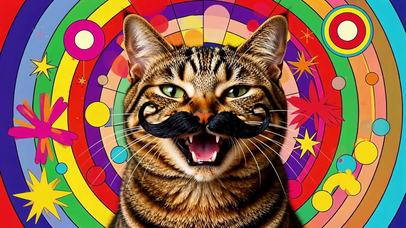 霓虹彩虹胡须猫