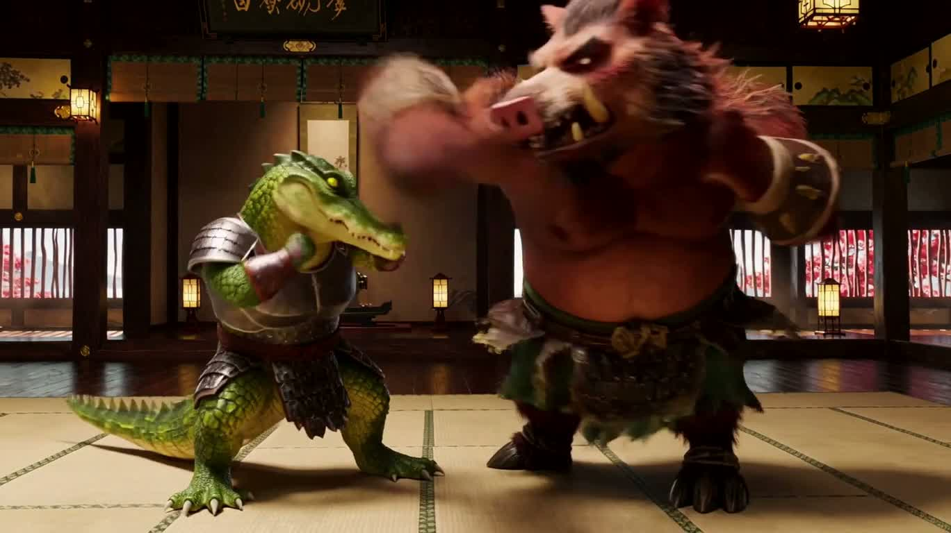 道场鳄鱼与野猪怪 kung fu 对决 — AI video creation