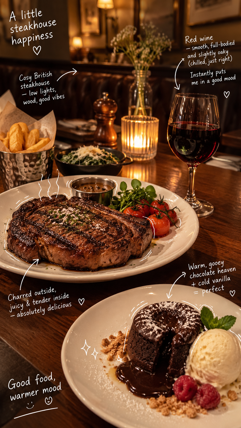 英伦牛排店手绘笔记美食照 — AI image creation