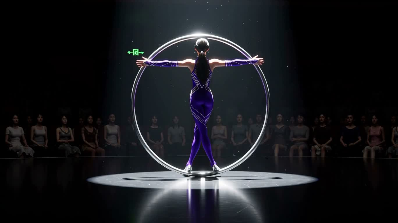 聚光灯下的极限 Cyr 轮舞 — AI video creation