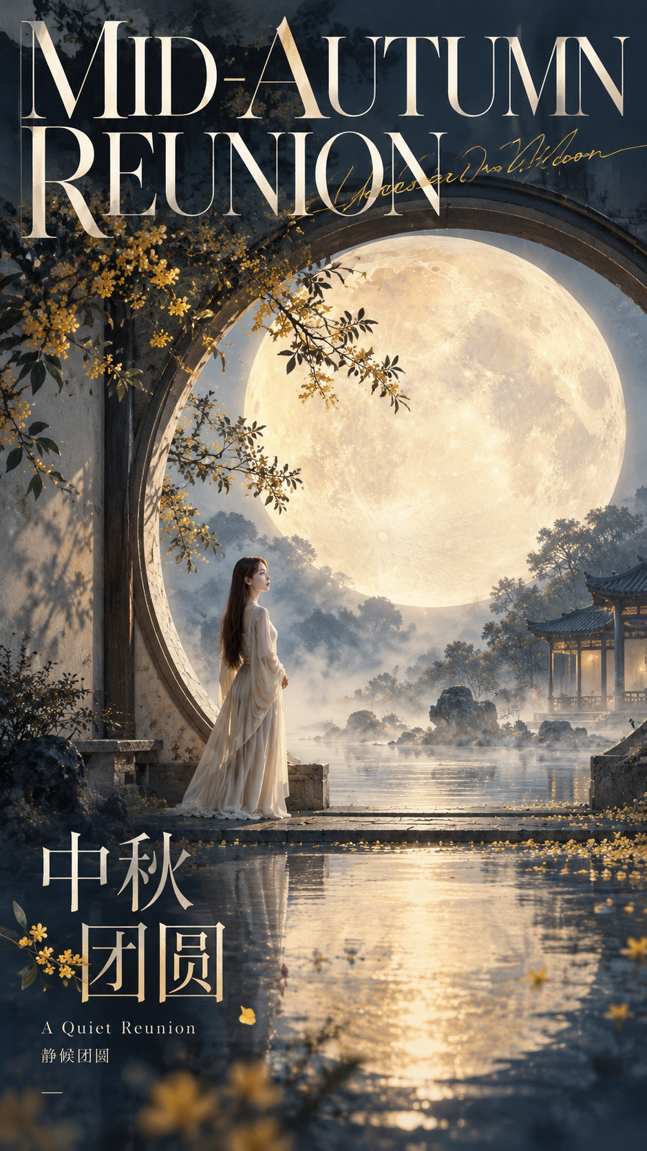 高级现代东方中秋艺术海报指令
