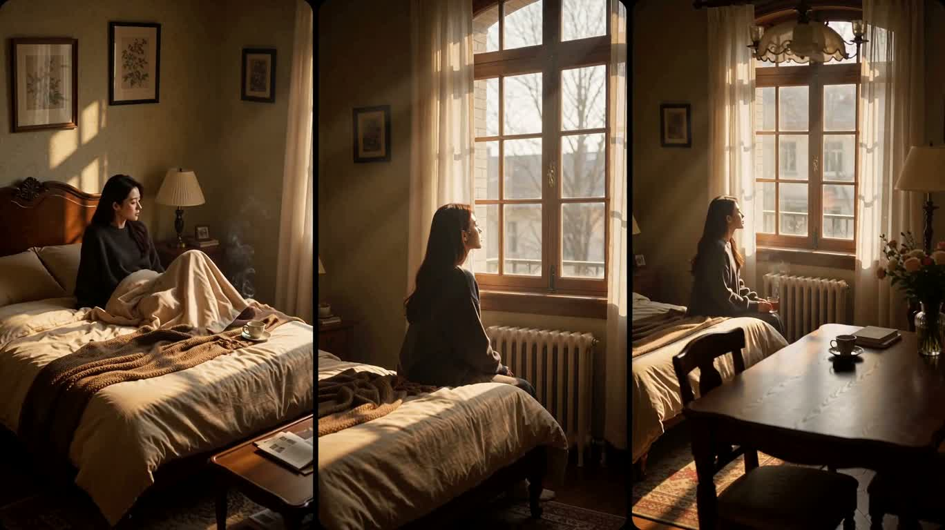 Triptych by the Warm Window Light