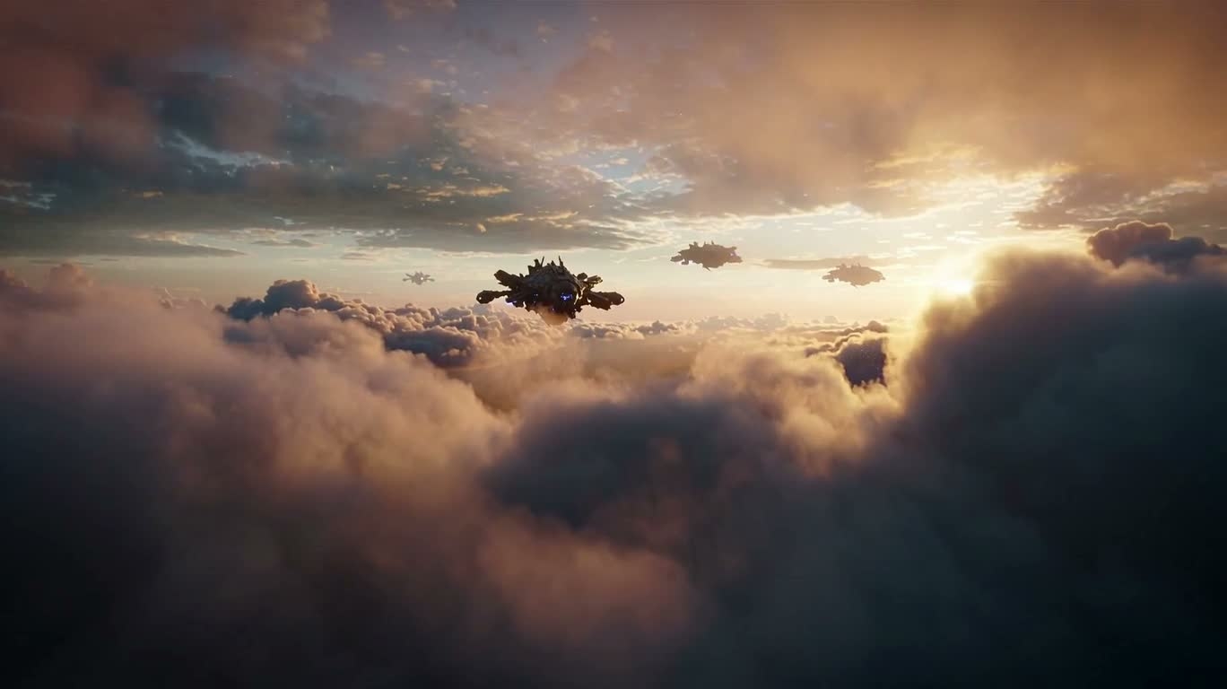 Starship over Molten Lava Sea of Clouds