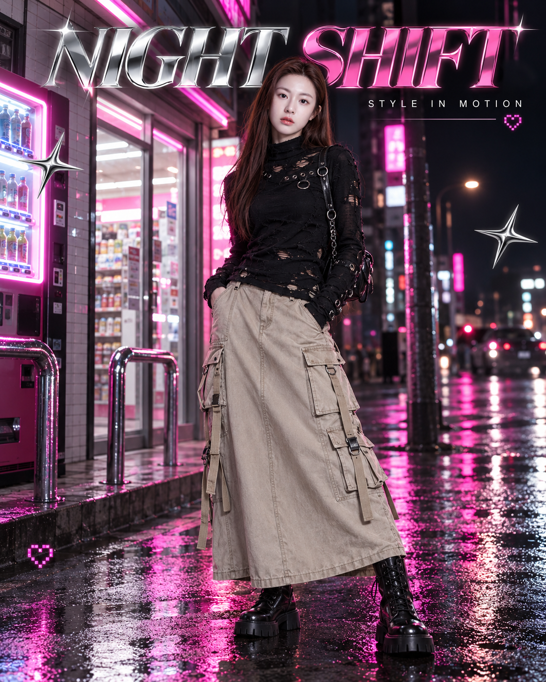 原创霓虹千禧街头时尚封面 — AI image creation