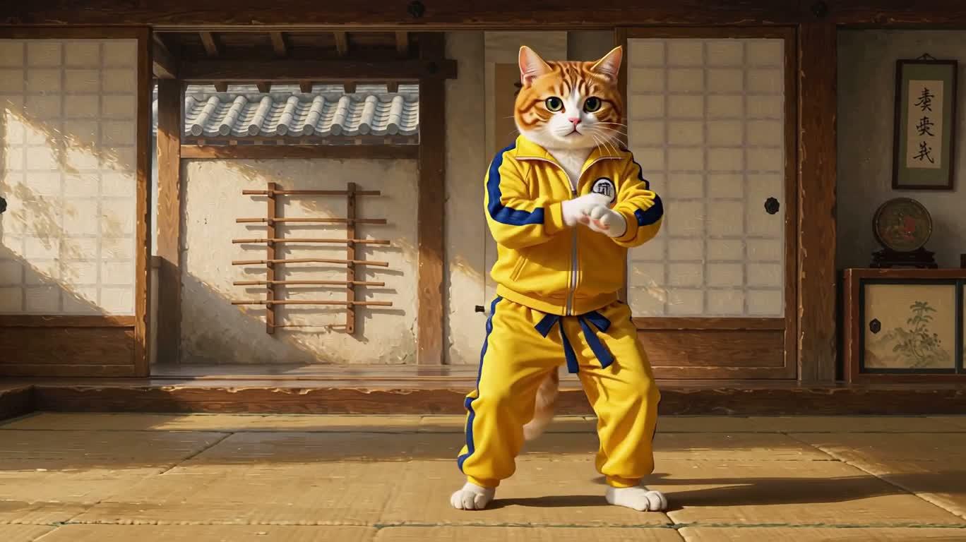 黄衣猫咪道场演武