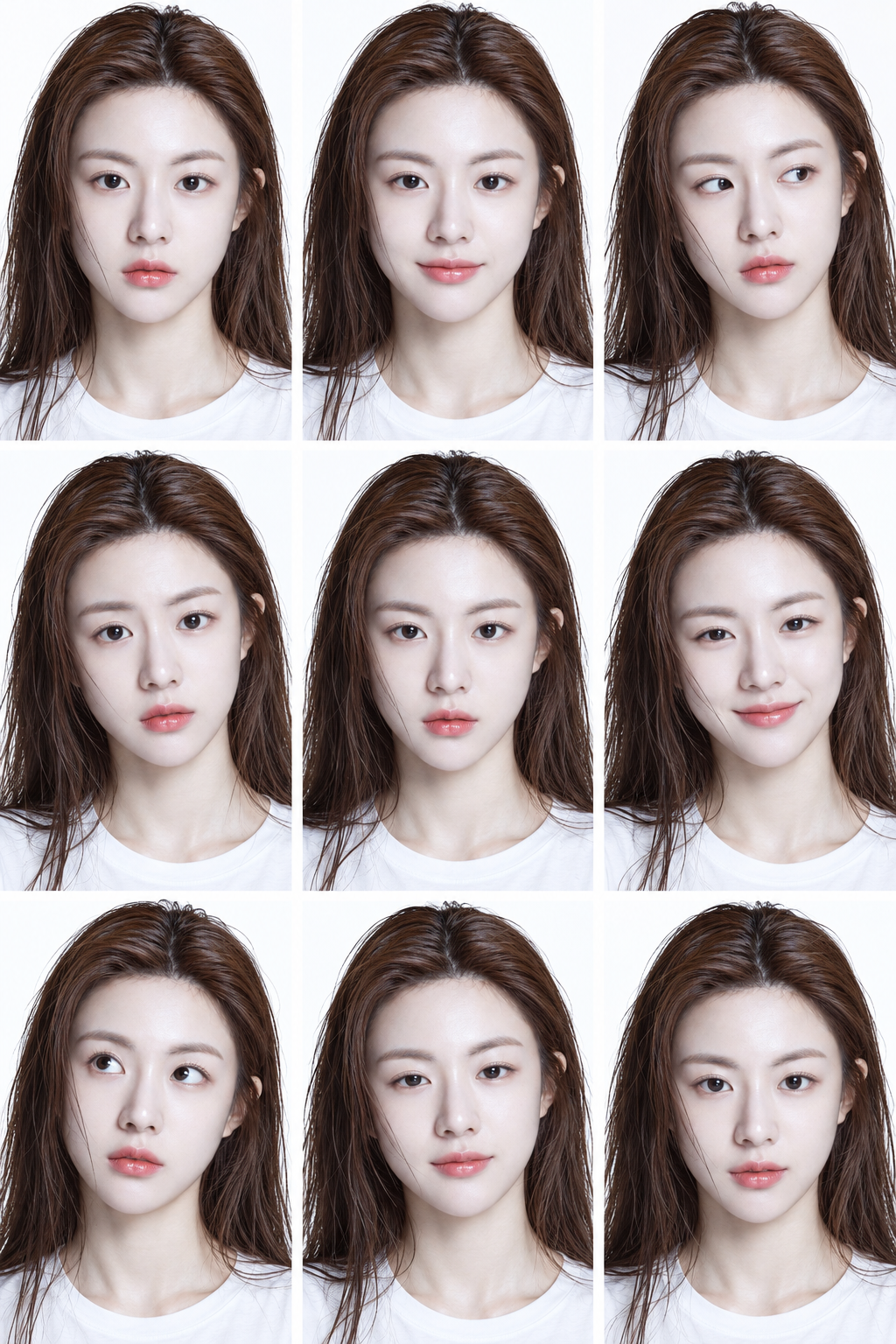 成年女性湿发高定美妆九宫格 — AI image creation
