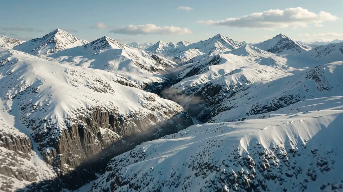 雪覆群峰与峡谷