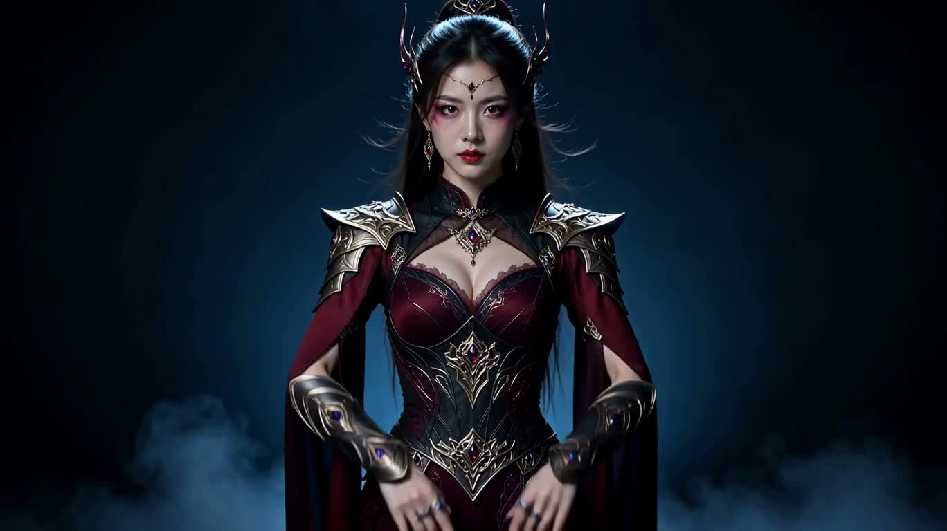 暗裔魔导师棚拍肖像 — AI video creation