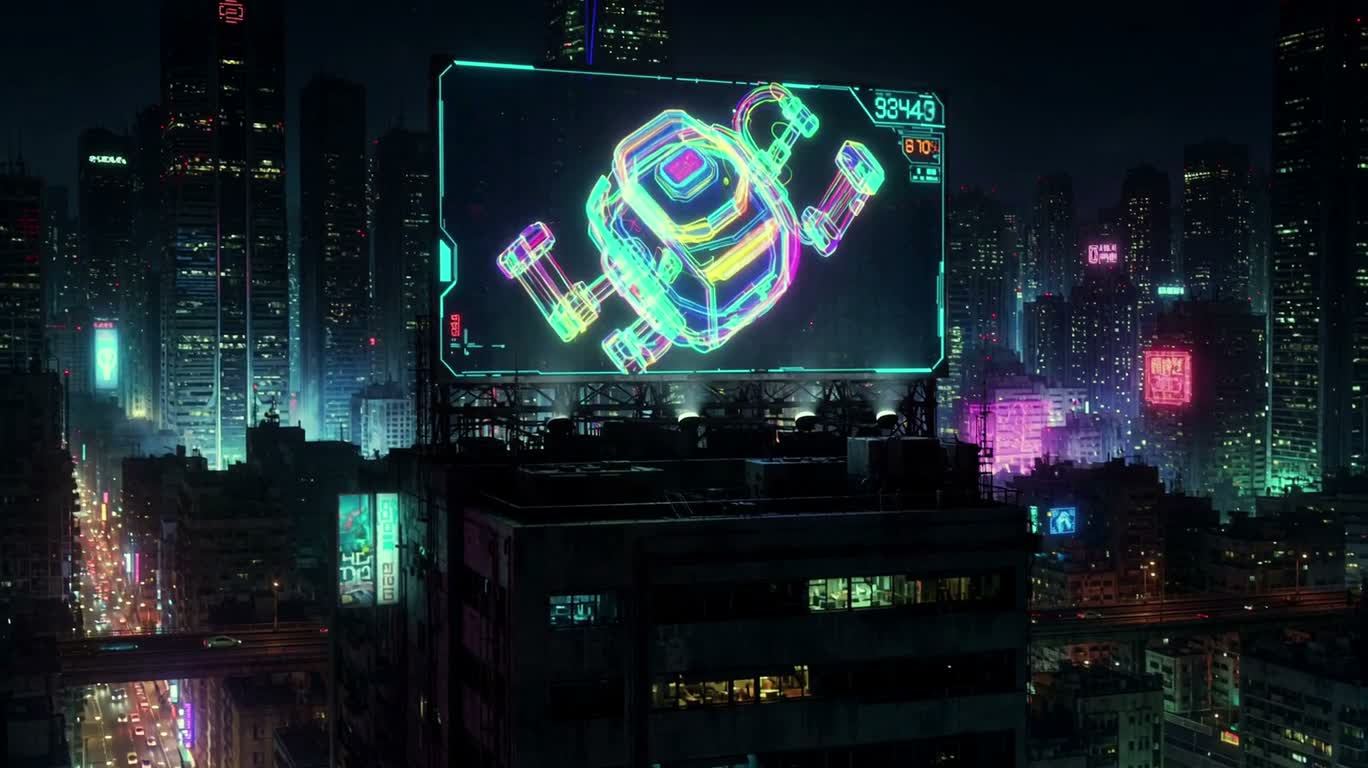 霓虹故障广告 — AI video creation