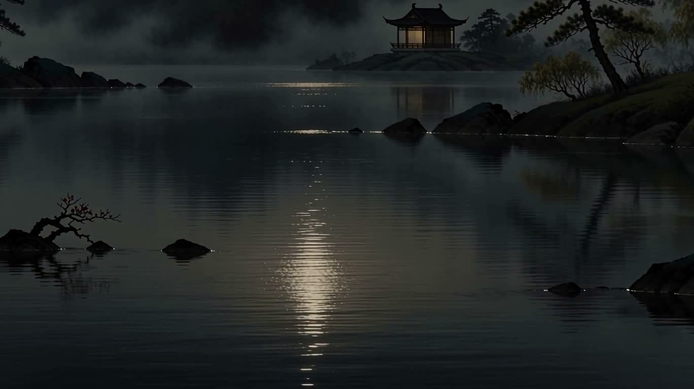 月照る水墨の山河 — AI video creation
