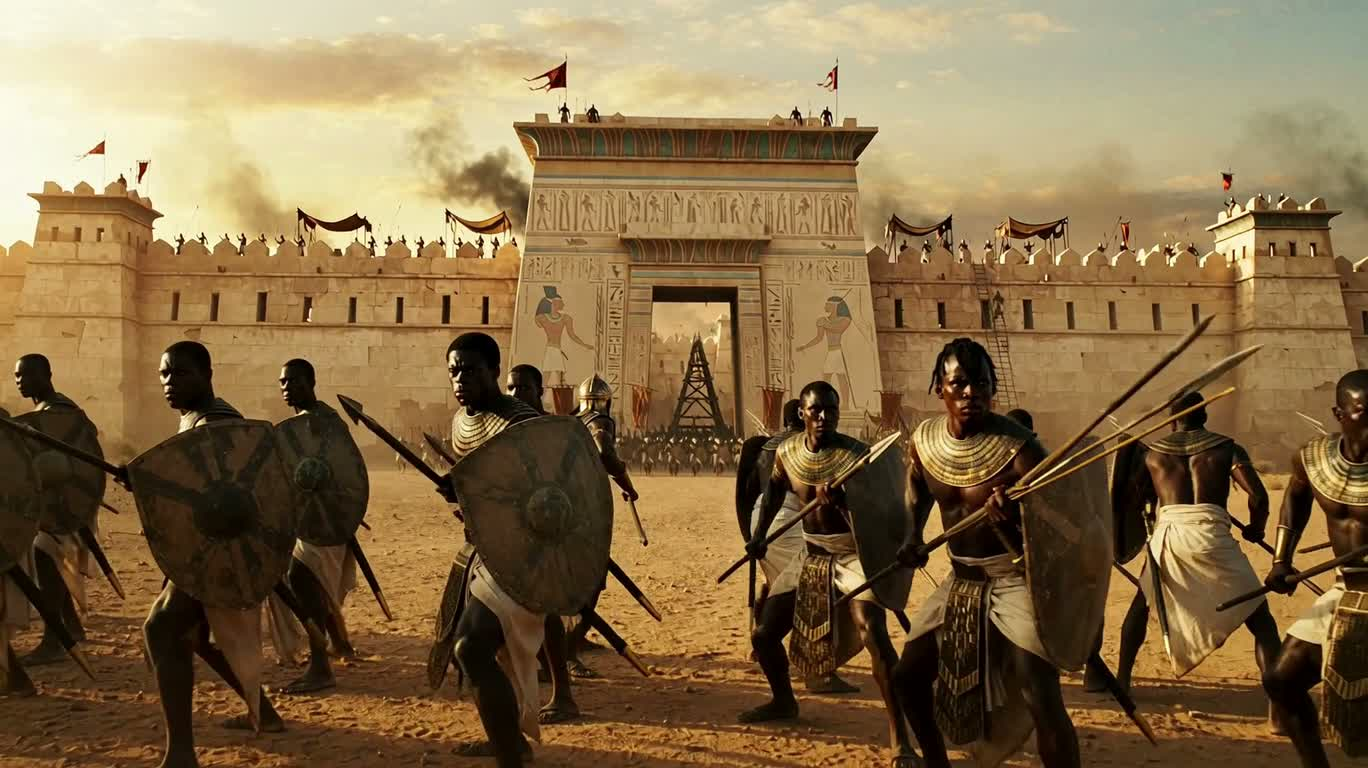 Siège d'une forteresse de l'Égypte antique — AI video creation