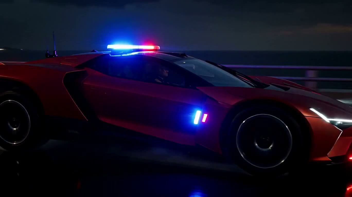 暴雨海桥上的救援车变形跃迁 — AI video creation