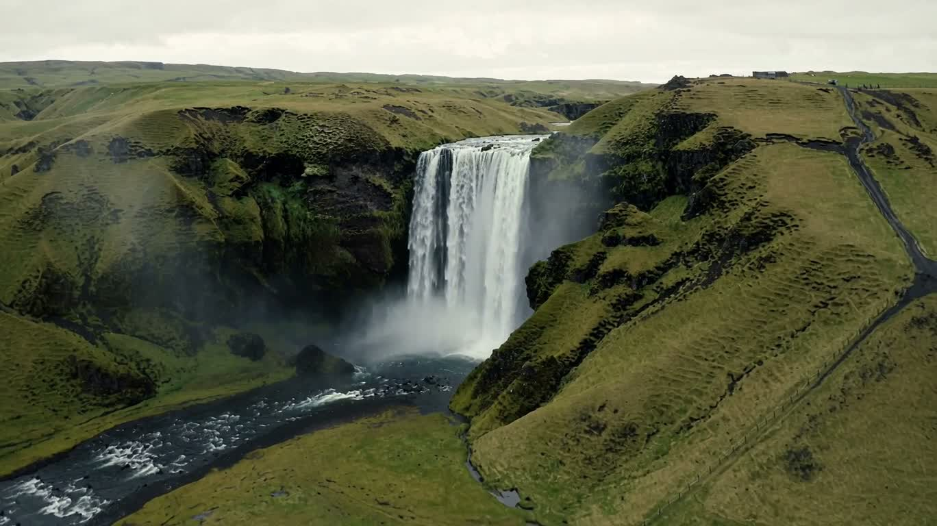冰岛瀑布航拍