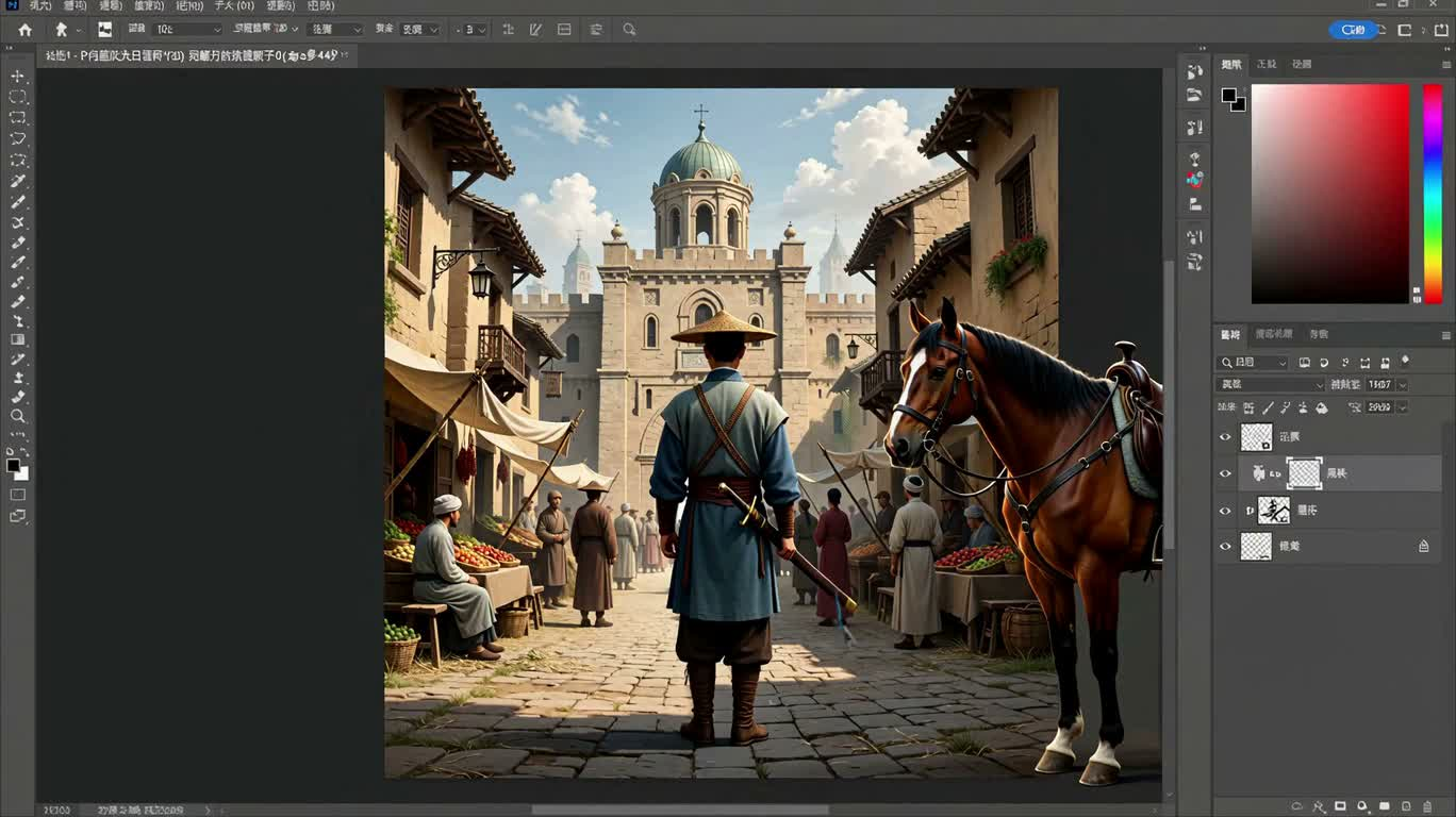 市集街景的 Photoshop 魔法编辑 — AI video creation