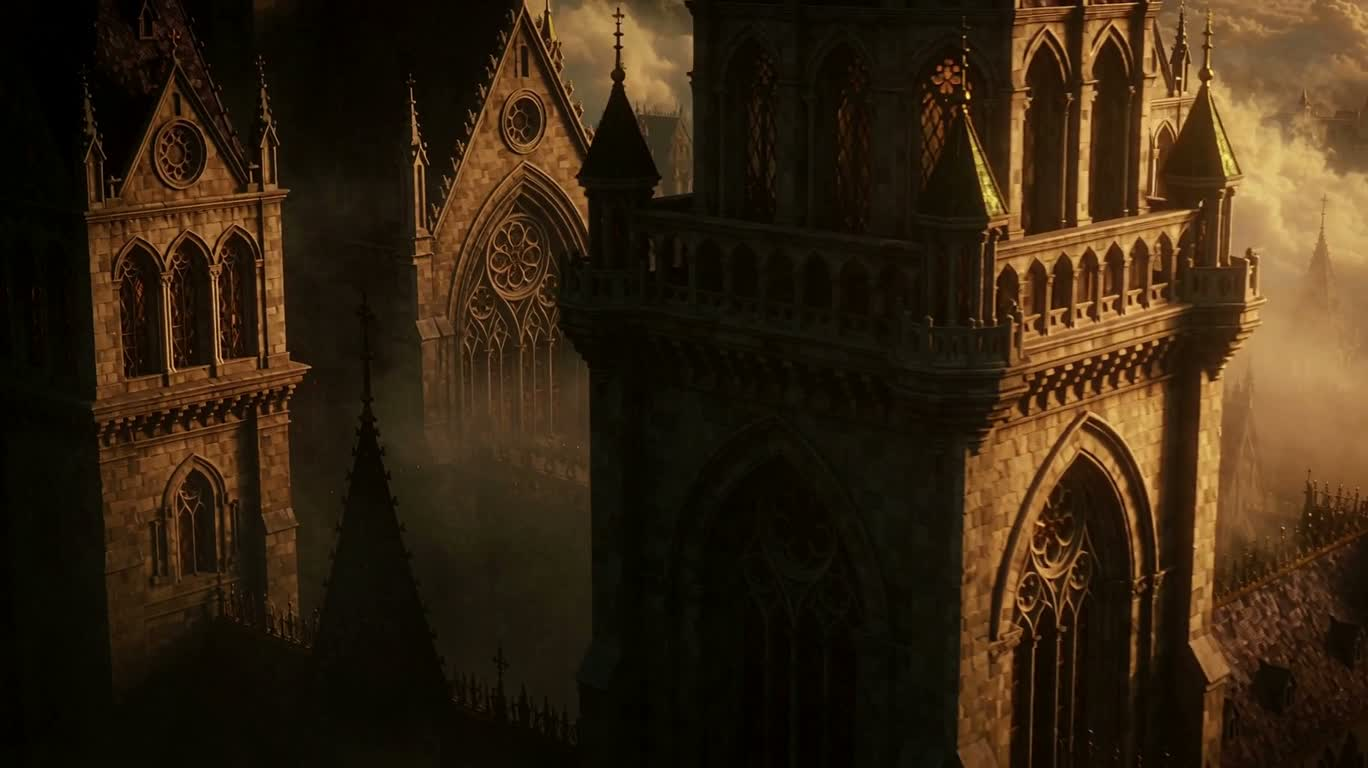 Cité céleste au-dessus des nuages