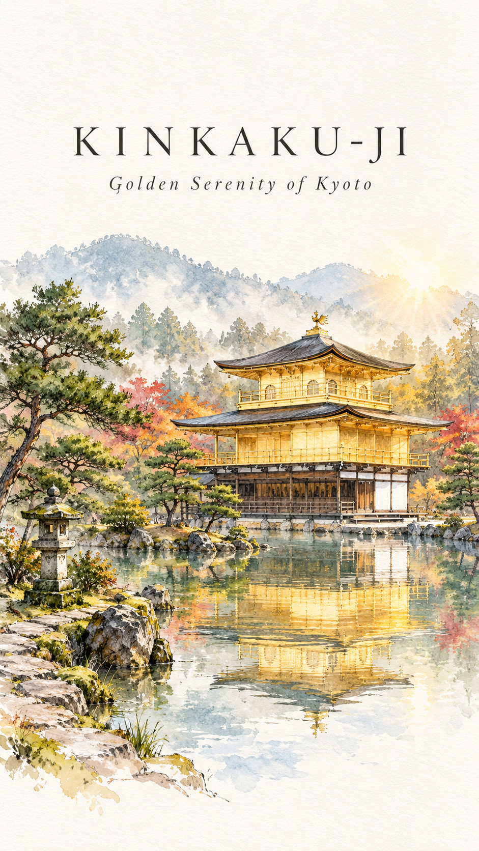 金阁寺极简旅行速写海报 — AI image creation