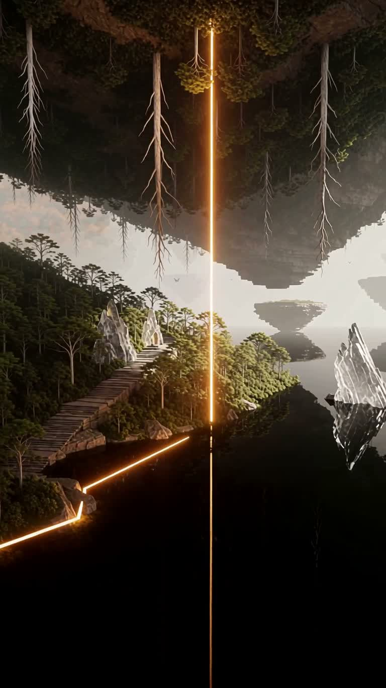 倒悬峡谷与琥珀神殿 — AI video creation