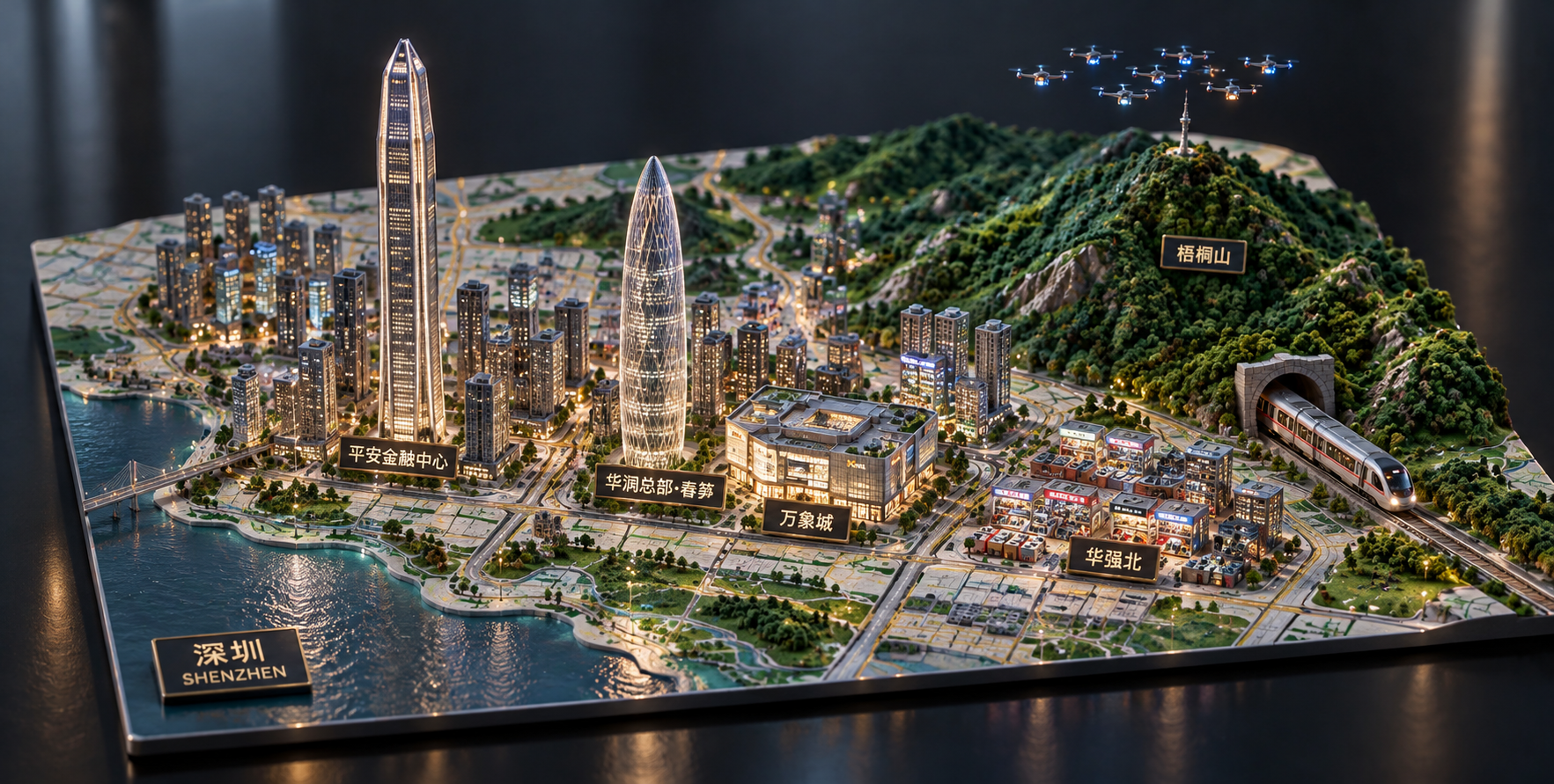 Thành phố thu nhỏ 3D mọc lên trên bản đồ Thâm Quyến