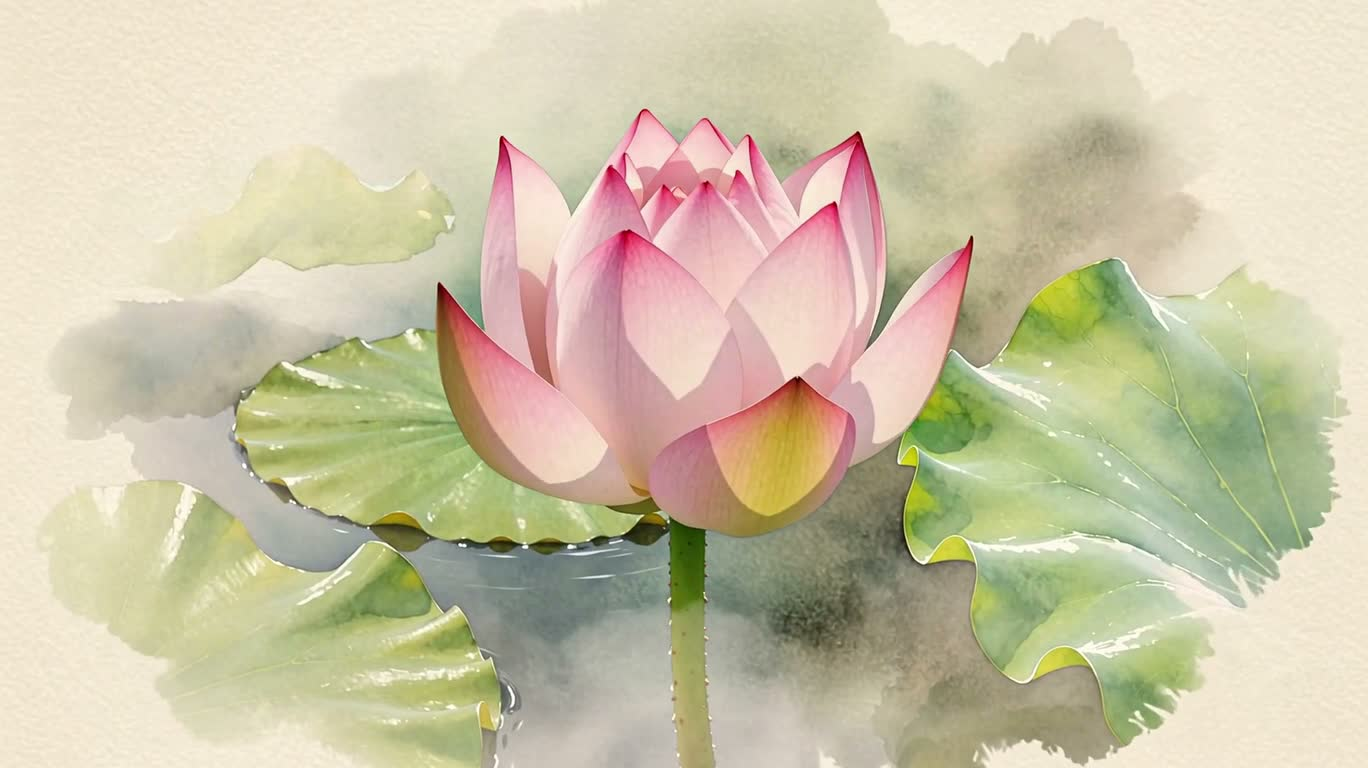Lotus en fleurs à l'aquarelle