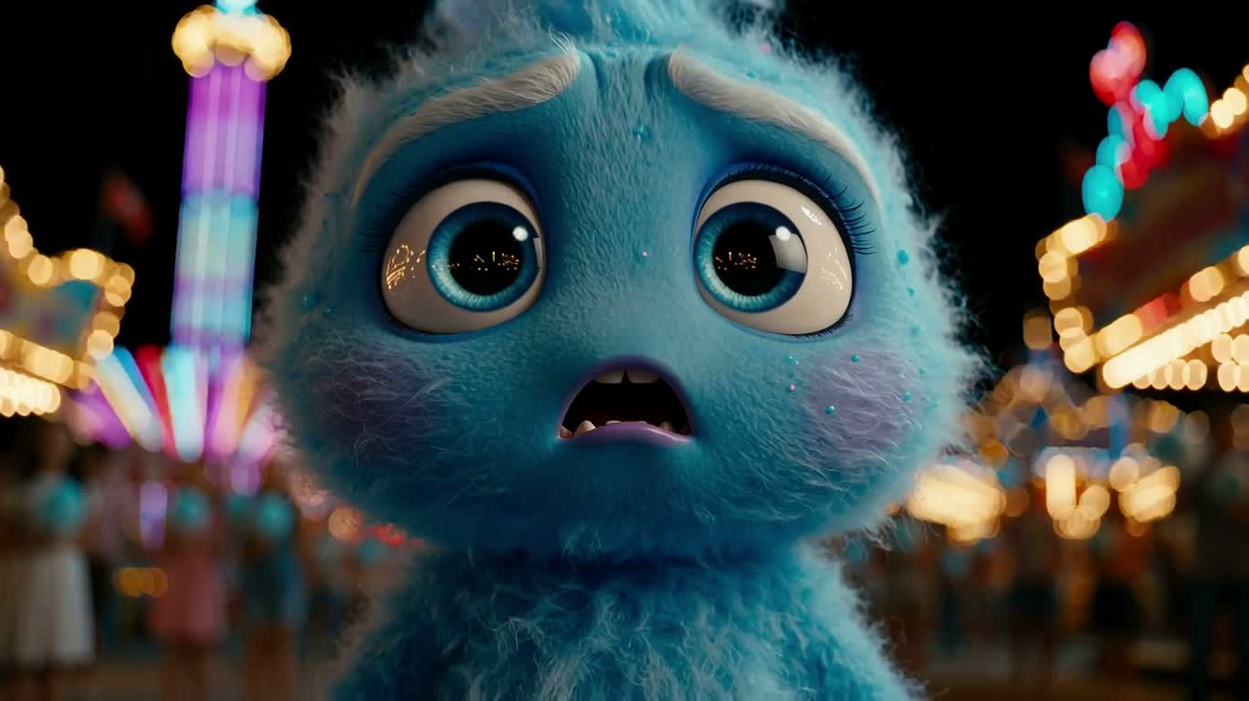 La bête de fumée bleue attaque la fête foraine — AI video creation