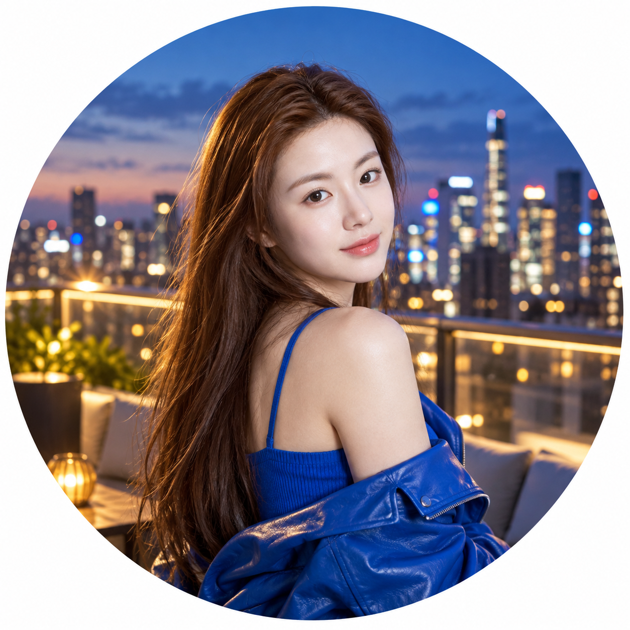 圆形构图的电影感生活方式人像模板 — AI image creation