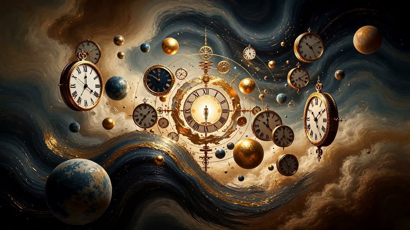 Eternal Moment: Surreal Time-Space Oil Painting